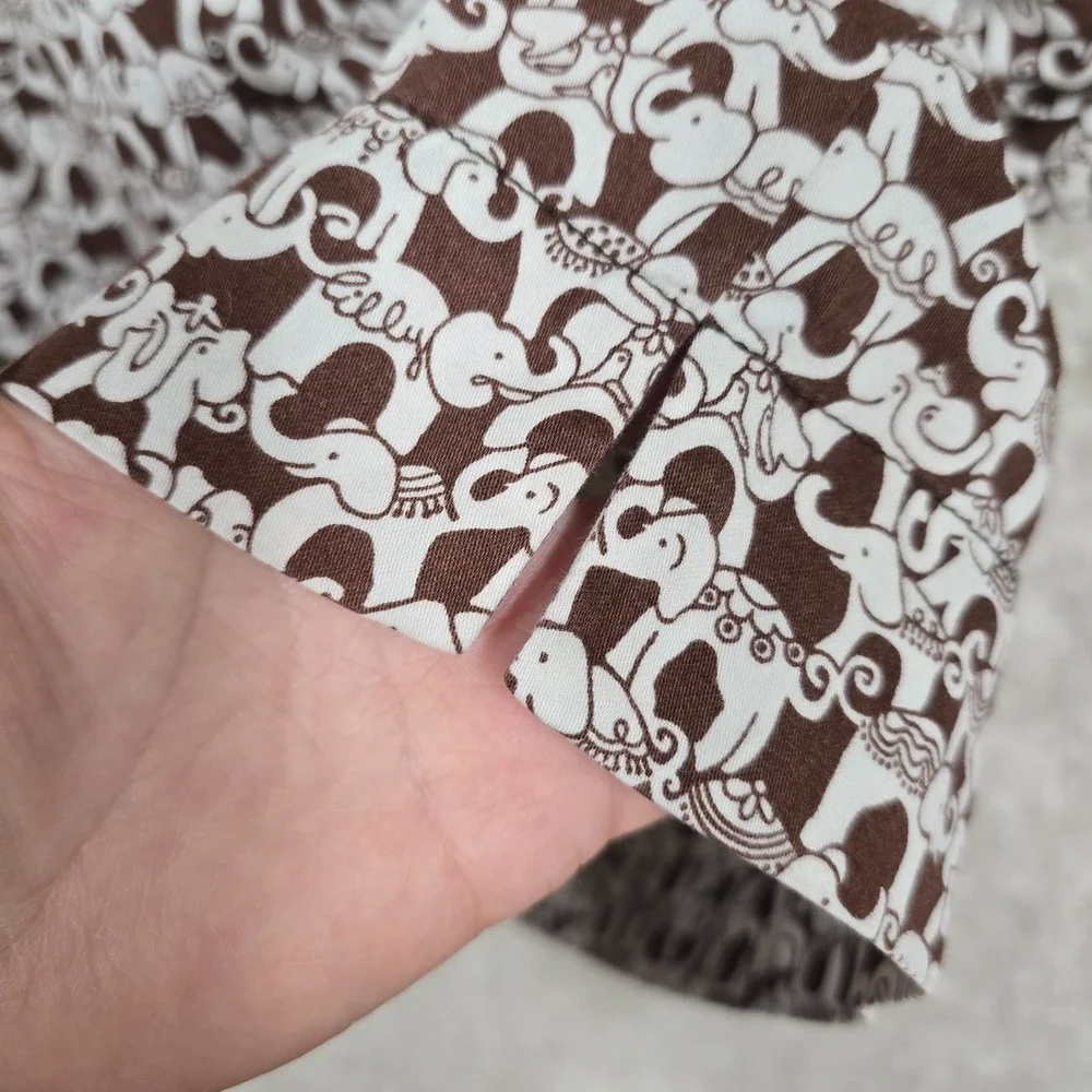 Lilly Pulitzer Top Women's Elephant Print Brown White Size 6 - Picture 7 of 14